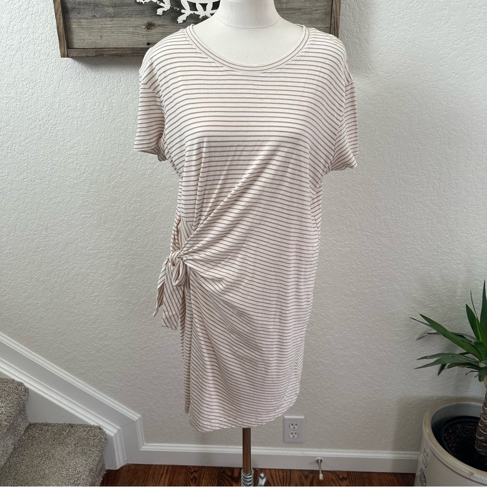 Vince cream tan‎ Striped Tie-Front Dress casual lined ladies M